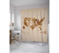 Штора (занавеска) для ванной JoyArty "Америка прошлого" из сатена, 180х200 см с крючками, sc_9052