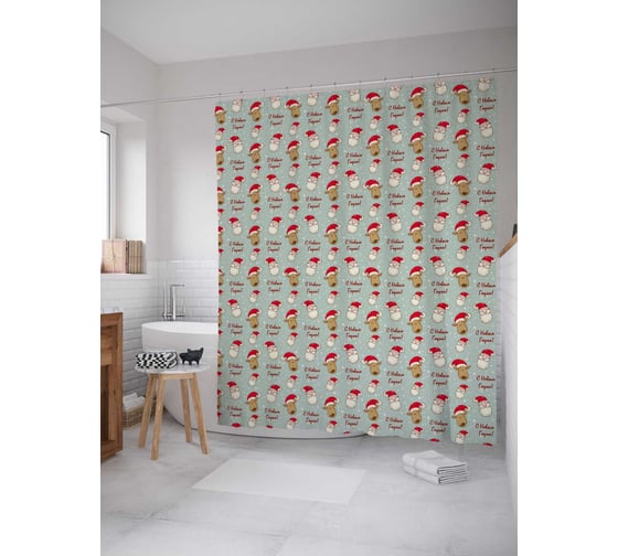 Штора (занавеска) для ванной JoyArty "Большое поздравление" из сатена, 180х200 см с крючками, sc_78064 1