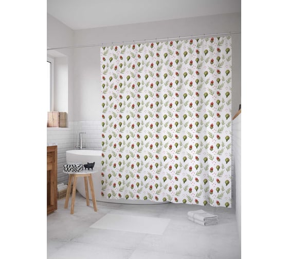 Штора (занавеска) для ванной JoyArty "Артишоки" из сатена, 180х200 см с крючками, sc_78038 1
