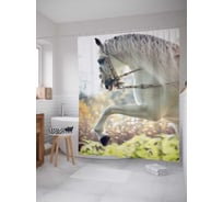 Штора (занавеска) для ванной JoyArty "Ухоженная лошадь" из сатена, 180х200 см с крючками, sc_8541