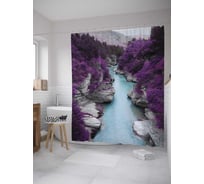 Штора (занавеска) для ванной JoyArty "Каменистые берега" из сатена, 180х200 см с крючками, sc_8455