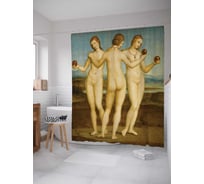 Штора (занавеска) для ванной JoyArty "Три грации" из сатена, 180х200 см с крючками, sc_6879