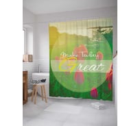 Штора (занавеска) для ванной JoyArty "Сделай день прекрасным" из сатена, 180х200 см с крючками, sc_78590