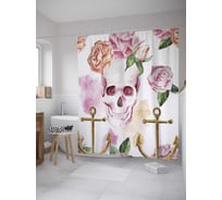 Штора (занавеска) для ванной JoyArty "Череп моряка" из сатена, 180х200 см с крючками, sc_9004