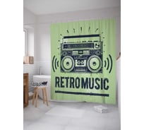 Штора (занавеска) для ванной JoyArty "Ретро музыка" из сатена, 180х200 см с крючками, sc_9777