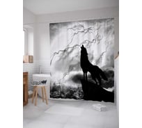 Штора (занавеска) для ванной JoyArty "Печаль волка" из сатена, 180х200 см с крючками, sc_7646