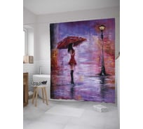 Штора (занавеска) для ванной JoyArty "Красотка под дождем" из сатена, 180х200 см с крючками, sc_9265