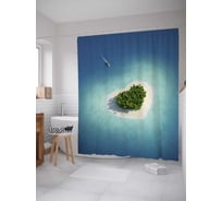 Штора (занавеска) для ванной JoyArty "Остров любви" из сатена, 180х200 см с крючками, sc_91946