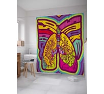 Штора (занавеска) для ванной JoyArty "Красочные легкие" из сатена, 180х200 см с крючками, sc_78596