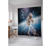 Штора (занавеска) для ванной JoyArty "Привет из космоса" из сатена, 180х200 см с крючками, sc_7131