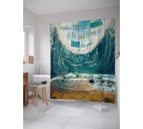 Штора (занавеска) для ванной JoyArty "Любовь сильнее волн" из сатена, 180х200 см с крючками, sc_7645