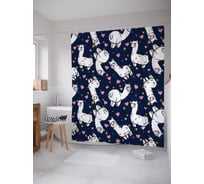 Штора (занавеска) для ванной JoyArty "Милые ламы с сердечками" из сатена, 180х200 см sc_378861
