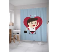 Штора (занавеска) для ванной JoyArty "Люблю свою работу" из сатена, 180х200 см с крючками, sc_91970