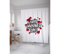 Штора (занавеска) для ванной JoyArty "Happy Valentines day" из сатена, 180х200 см с крючками, sc_91953