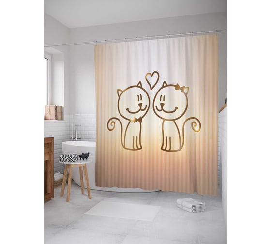 Штора (занавеска) для ванной JoyArty "Взгляд нежности" из сатена, 180х200 см с крючками, sc_9737 1