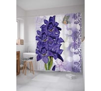 Штора (занавеска) для ванной JoyArty "Букет природы" из сатена, 180х200 см с крючками, sc_7559