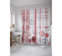 Штора (занавеска) для ванной JoyArty "Домашние одуванчики" из сатена, 180х200 см с крючками, sc_8291