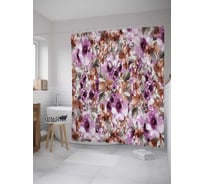 Штора (занавеска) для ванной JoyArty "Цветочное внимание" из сатена, 180х200 см с крючками, sc_9115