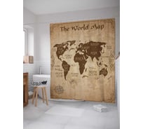 Штора (занавеска) для ванной JoyArty "Крупная карта" из сатена, 180х200 см с крючками, sc_7695