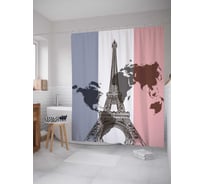 Штора (занавеска) для ванной JoyArty "Карта и париж" из сатена, 180х200 см с крючками, sc_8425