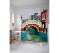 Штора (занавеска) для ванной JoyArty "Пеший мост" из сатена, 180х200 см с крючками, sc_900