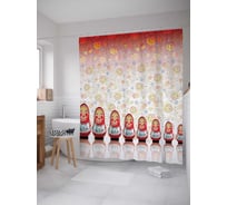 Штора (занавеска) для ванной JoyArty "Уменьшение матрешек" из сатена, 180х200 см с крючками, sc_7310
