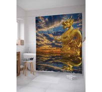 Штора (занавеска) для ванной JoyArty "Морской дракон" из сатена, 180х200 см с крючками, sc_7338