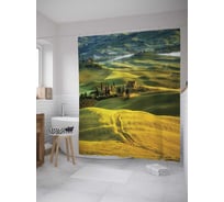 Штора (занавеска) для ванной JoyArty "Холмовые пути" из сатена, 180х200 см с крючками, sc_9212