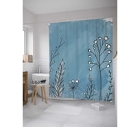 Штора (занавеска) для ванной JoyArty "Полевые растения" из сатена, 180х200 см с крючками, sc_7937