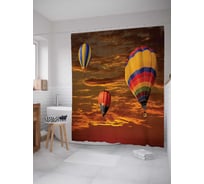 Штора (занавеска) для ванной JoyArty "Воздушные шары на закате" из сатена, 180х200 см с крючками, sc_7740
