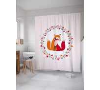 Штора (занавеска) для ванной JoyArty "Лисья любовь" из сатена, 180х200 см с крючками, sc_91994