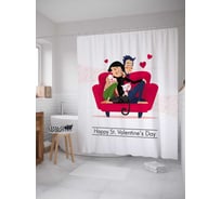 Штора (занавеска) для ванной JoyArty "Семья" из сатена, 180х200 см с крючками, sc_91990