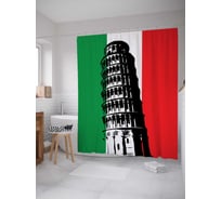 Штора (занавеска) для ванной JoyArty "Итальянская Пиза" из сатена, 180х200 см с крючками, sc_7257