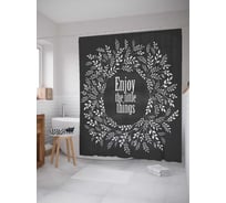 Штора (занавеска) для ванной JoyArty "Счастье в мелочах" из сатена, 180х200 см с крючками, sc_67466