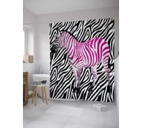 Штора (занавеска) для ванной JoyArty "Стиль зебры" из сатена, 180х200 см с крючками, sc_8548