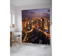 Штора (занавеска) для ванной JoyArty "Городской порт" из сатена, 180х200 см с крючками, sc_944