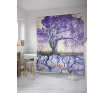 Штора (занавеска) для ванной JoyArty "Морские корни" из сатена, 180х200 см с крючками, sc_8011