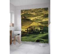 Штора (занавеска) для ванной JoyArty "Холмистые поля" из сатена, 180х200 см с крючками, sc_9216