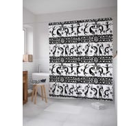 Штора (занавеска) для ванной JoyArty "Этнические танцы" из сатена, 180х200 см sc_378439