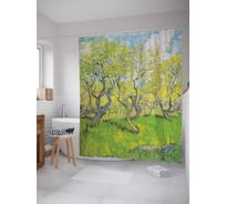 Штора (занавеска) для ванной JoyArty "Цветущие сады" из сатена, 180х200 см с крючками, sc_6881