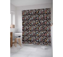 Штора (занавеска) для ванной JoyArty "Сочетание камней" из сатена, 180х200 см с крючками, sc_6775