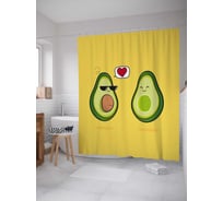 Штора (занавеска) для ванной JoyArty "Влюбленные авокадо" из сатена, 180х200 см с крючками, sc_91961
