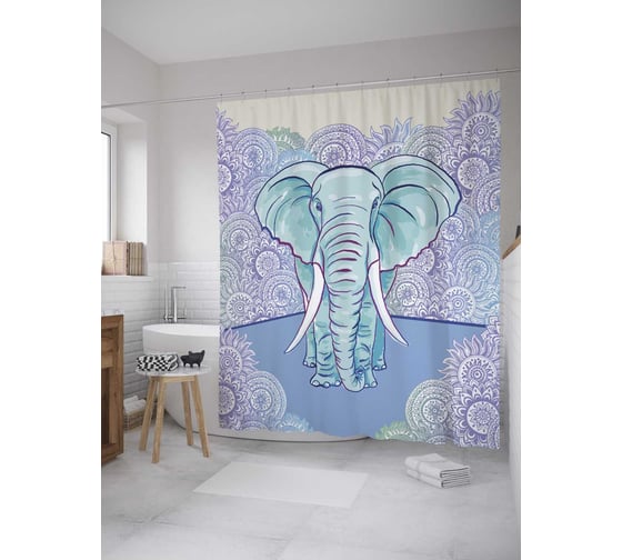 Штора (занавеска) для ванной JoyArty "Африканский сон" из сатена, 180х200 см с крючками, sc_8166