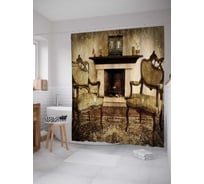 Штора (занавеска) для ванной JoyArty "Уютный старый дом" из сатена, 180х200 см с крючками, sc_831