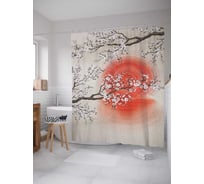Штора (занавеска) для ванной JoyArty "Цветущая ветка на закате" из сатена, 180х200 см с крючками, sc_7693