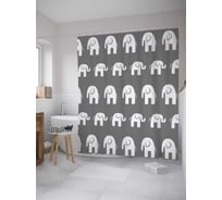 Штора (занавеска) для ванной JoyArty "Прогулка слонов" из сатена, 180х200 см с крючками, sc_7917