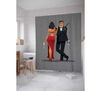 Штора (занавеска) для ванной JoyArty "Мистер и миссис" из сатена, 180х200 см с крючками, sc_91992