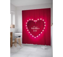 Штора (занавеска) для ванной JoyArty "Открытка на 14 февраля" из сатена, 180х200 см с крючками, sc_91959