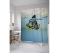 Штора (занавеска) для ванной JoyArty "Рыбья шутка" из сатена, 180х200 см с крючками, sc_7977