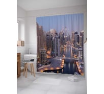 Штора (занавеска) для ванной JoyArty "Вечерняя река" из сатена, 180х200 см с крючками, sc_954